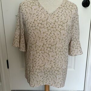 Flower Print Blouse with Bell Sleeves